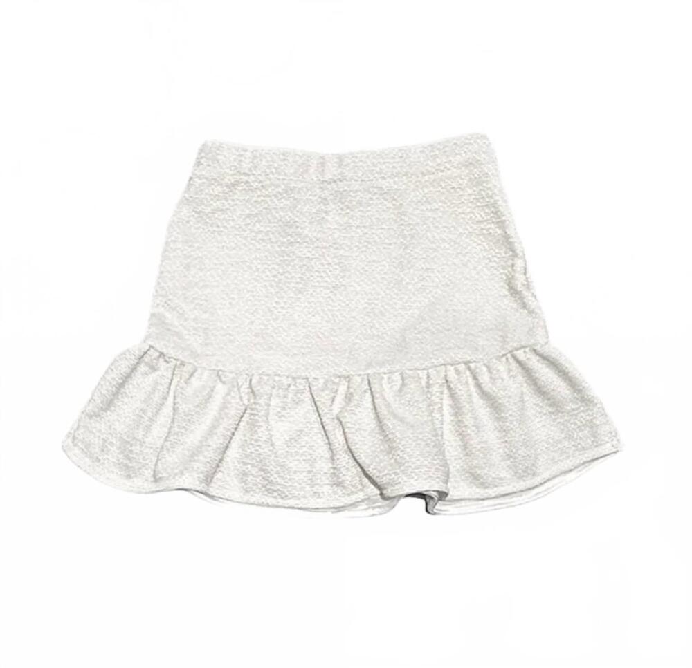 NEW LITTLE OLIN girls tweed ruffle skirt in silver black metallic